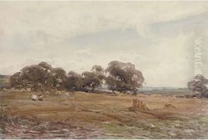 An Evening Stroll Through Harvested Fields by Claude Hayes