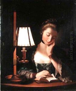Woman Reading by a Paper-bell Shade 1766 by Henry Robert Morland
