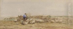 A Norfolk Sheep Fold by Claude Hayes
