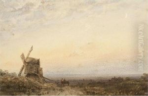 A Windmill In An Open Landscape by Claude Hayes