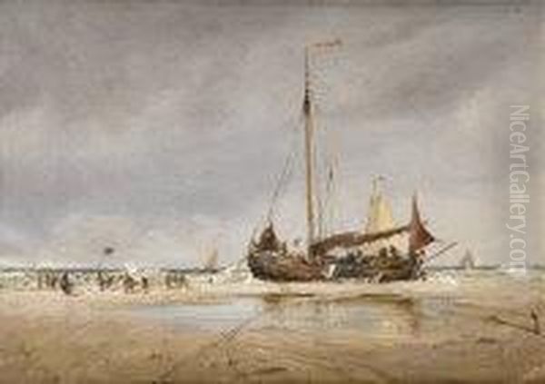 Beached Ship Being Unloaded - view 1