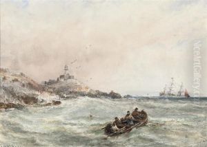High Tide At The Mumbles Lighthouse by Edwin Hayes