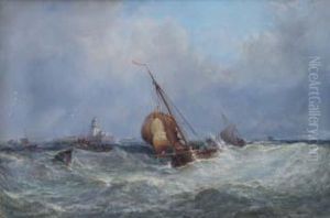 Fishing Boats In Stormy Seas by Edwin Hayes