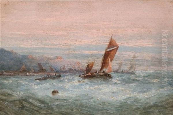 Shipping Off The Coast At Sunset - view 1