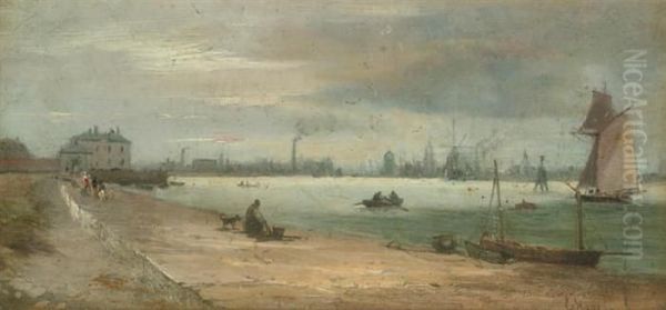 The Shore Of The River Mersey, Liverpool In The Distance - view 1