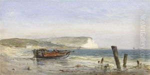 Fishing Boats On The English Coast At Seven Sisters Near Brighton