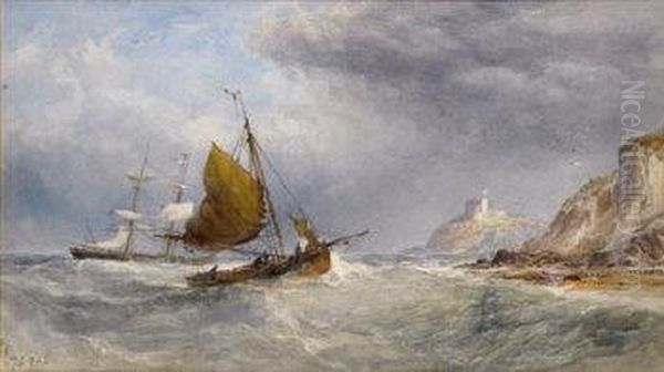 Shipping In Rough Seas Off The Coast - view 1