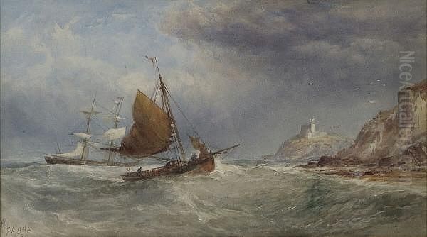 Shipping In Rough Seas Off The Coast, 1870 - view 1