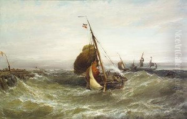 Dutch Boats Returning From Sea, Katwyke Beach, Holland - view 1