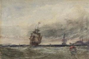A Brig Running Up Channel by Edwin Hayes