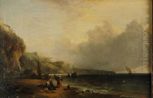 Paesaggio Marino Con Pescatori In Riva Alla Spiaggia - view 1