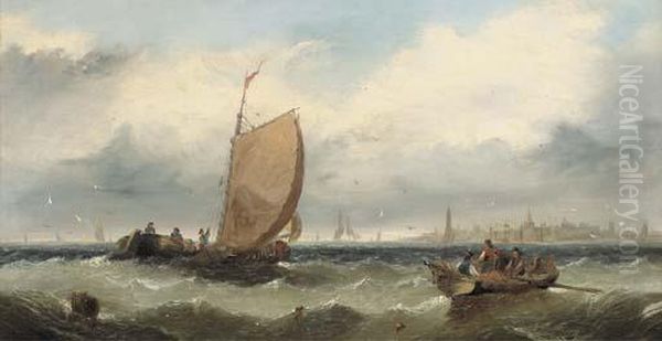 Running Inshore; And Fishermen Hauling In Their Nets - view 1