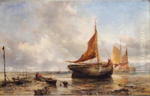 Ashore Near The Breakwater, Dollymount Strand, Dublin by Edwin Hayes