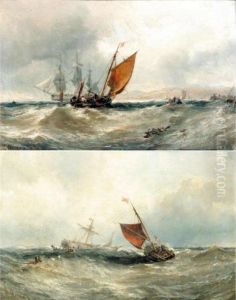 Yarmouth Lugger, Dublin Bay; Ship On The Goodwin Sands by Edwin Hayes