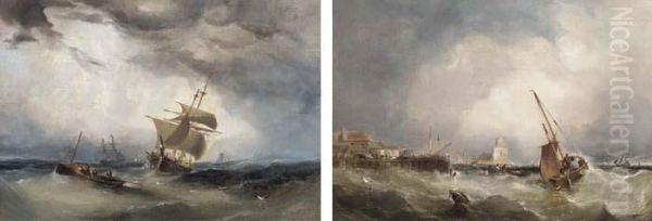 Shipping In The Channel In A Heavy Swell; And Running Into Port In Heavy Seas - view 1
