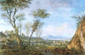 Riverside Landscape with Shepherds and Flocks by Louis-Gabriel Moreau the Elder