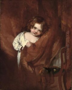 Study Of A Young Child Hiding Behind A Curtain Study Of A Young Child Hiding Behind A Curtain