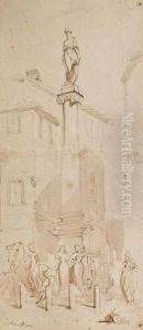 Colonne Sur Une Place De La Ville De Pise by Sir George Hayter