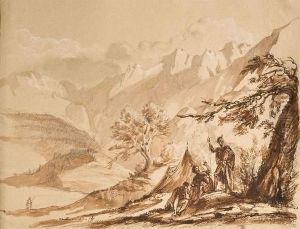 Paysage De Montagne Avec Trois Soldats