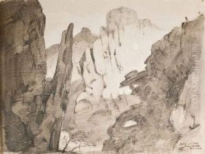 Paysage De Montagne Escarpee by Sir George Hayter