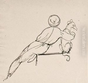 Homme Assis De Dos Avec Un Chien Dans Les Bras by Sir George Hayter