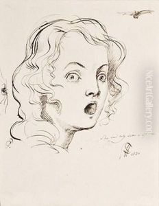 L'effroi Ou Jeune Femme Effrayee Par Une Araignee by Sir George Hayter
