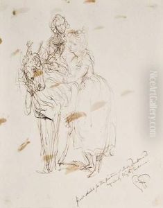 Lady Dundonald Et Sa Fille Sur Un Ane