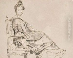 Portrait De Femme Lisant by Sir George Hayter
