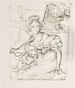 Jeune Fille Et Son Chien by Sir George Hayter