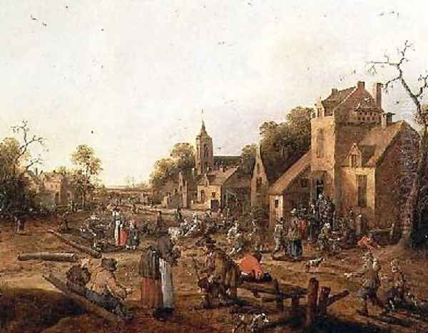 Peasant Merrymaking Outside a Village Inn - view 1