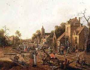 Peasant Merrymaking Outside a Village Inn