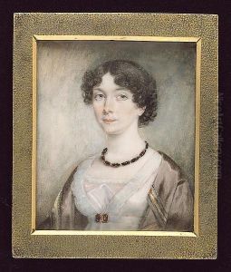 A Lady, Called Mary, Wearing 
Pale Pink Dress Trimmed With White Lace And With A Jewelled Clasp At Her
 Waistband, Bead Necklace, A Light Brown Embroidered Shawl Around Her 
Shoulders