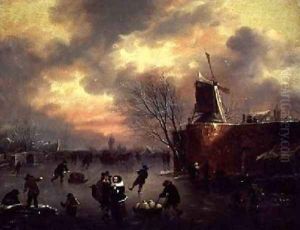 A Winter Skating Scene by Claes Molenaar (see Molenaer)