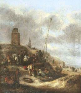 Villagers on the beach near Scheveningen
