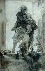 The Marquis of Lantenac saving a child by Diogene Ulyssee Napoleon Maillart