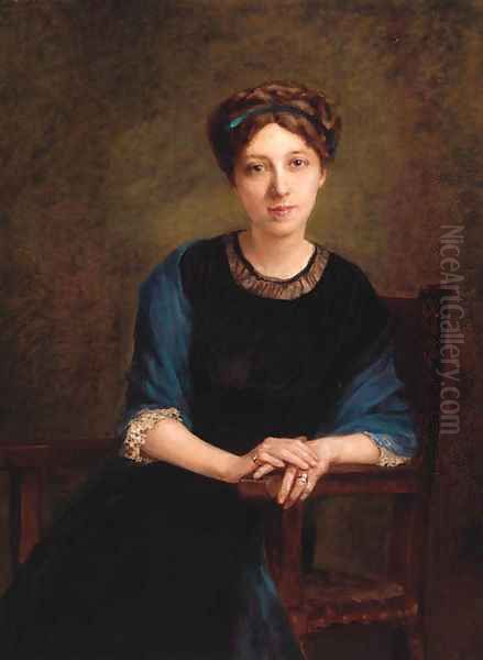 Portrait Of A Lady, Said To Be Alice Dorchy, Half-Length, Seated, Wearing A Blue Dress And Blue Head-Band - view 1