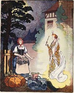 Cinderella with her Fairy Godmother 1926 by Maby