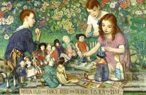 When Play and Fancy Rule the Board 'Tis Joy to Dine by Francis Luis Mora