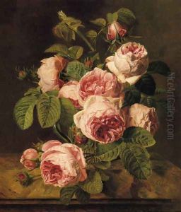 Pink Roses on a Marble Ledge