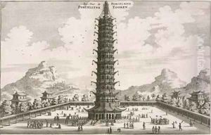 The Porcelain Tower from an account of a Dutch Embassy to China 1665 by Jacob van Meurs