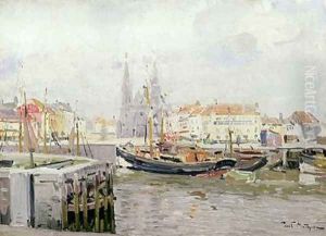 SS Petrus en Pauluskerk and the Vissers Quay in Ostend by Paul Mathieu