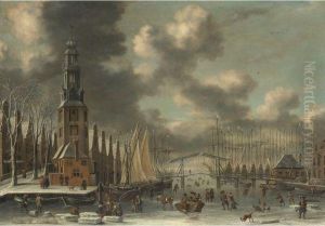 Amsterdam, The Montelbaanstoren In Winter