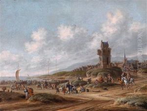 Blick Auf Zandvoort Mit Dem Von Booten Und Vielen Figuren