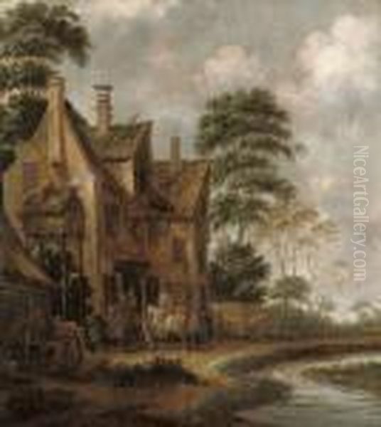 Travellers With Their Horses Outside An Inn - view 1