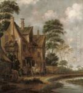 Travellers With Their Horses Outside An Inn