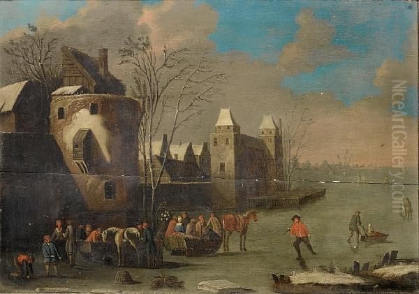 Skaters In A Winter Landscape - view 1