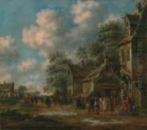Gli Abitanti Del Villaggio Si Riuniscono Davanti All""""osteria by Thomas Heeremans