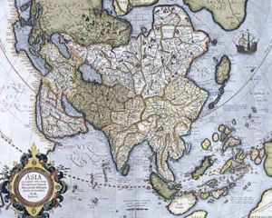 Map of Asia pages 74-75 of Atlas sive Cosmographicae meditationes de fabrica mundi et fabricati figura by Gerard Mercator