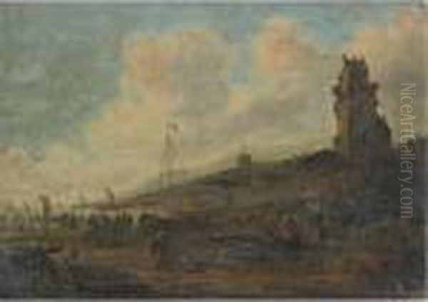 A View Of Scheveningen With Various Figures On The Beachfront - view 1