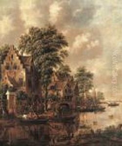 A Populated Village At The Banks Of A River
